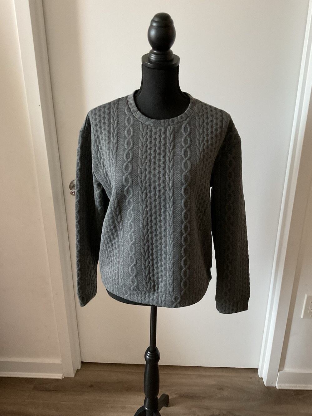 Nanette Lepore Play Gray Geometric Diamond Quilted Sweatshirt Pullover Shirt